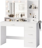 YESHOMY Vanity Desk with Mirror, Power Outlet and 10 Review makeup vanity with lights