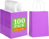 BagDream 5.25x3x8 Inch 100Pcs Purple Gift Bags with Review trick or treat bags