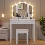 Tiptiper Makeup Vanity with Lights, Vanity Desk with Review makeup vanity with lights