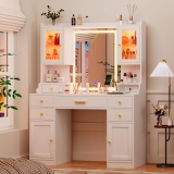 White Makeup Vanity Desk with Mirror and Lights, Large Review makeup vanity