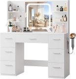 LIVELYGLOW White Large Makeup Vanity Desk with Smart Review makeup vanity
