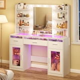 HUAHUU Vanity Desk, Makeup Vanity Desk with Mirror and Review makeup vanity