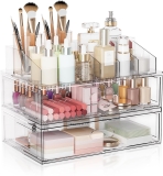 Clear Stackable Makeup Organizer with Drawer, 12”W Review makeup organizer
