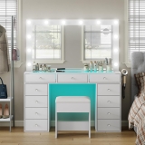 Makeup Vanity Desk with RGB Lights and Large 47.2’’ Review makeup vanity