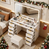 Glass Top Makeup Vanity with LED Lighted Mirror, 11 Review makeup vanity