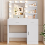 LIVELYGLOW White Makeup Vanity with 10 Hollywood Light Review makeup vanity with lights