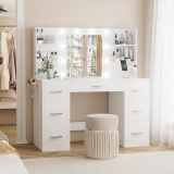 YESHOMY Vanity Desk with Mirror, Power Outlet and 10 Review makeup vanity with lights