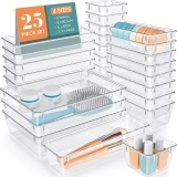 WOWBOX 25 PCS Clear Plastic Drawer Organizer Set, 4 Review makeup organizer