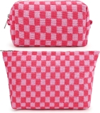 SOIDRAM 2 Pieces Makeup Bag Large Checkered Cosmetic Review bag for cosmetic