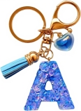 Initial letter Keychains for Girls Women Tassel Heart Review bag charm