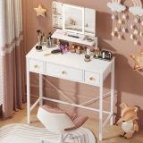 HIGDBFE Small Makeup Vanity Desk 27.5”W with Mirror Review makeup vanity