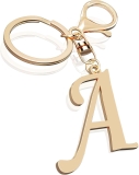 Cute Stainless Steel Gold Initial Letter Keychain for Review bag charms