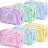 Sanwuta 6 Pcs Seersucker Cosmetic Bag Bulk Pinstripe Review makeup bags