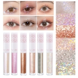 6Pcs Liquid Glitter Eyeshadow Eyeliner, Korean Makeup, Review korean makeup