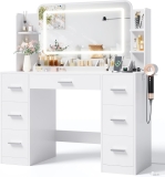 JUMMICO Makeup Vanity Desk with Large Mirror and LED Review makeup vanity with lights
