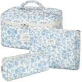 senbowe Floral Makeup Bag, 3 Pack Large Cotton Quilted Review makeup and makeup bags