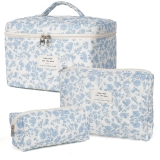 Makeup Bag,Quilted Cosmetic Bag,Large Floral Make Up Review makeup and makeup bags